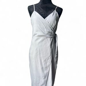 Urban Outfitters Grey Linen Blend Wrap Dress w/ Spaghetti Straps - Size Medium